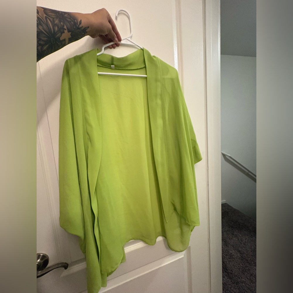 Vibrant Lime Green Sheer Kimono